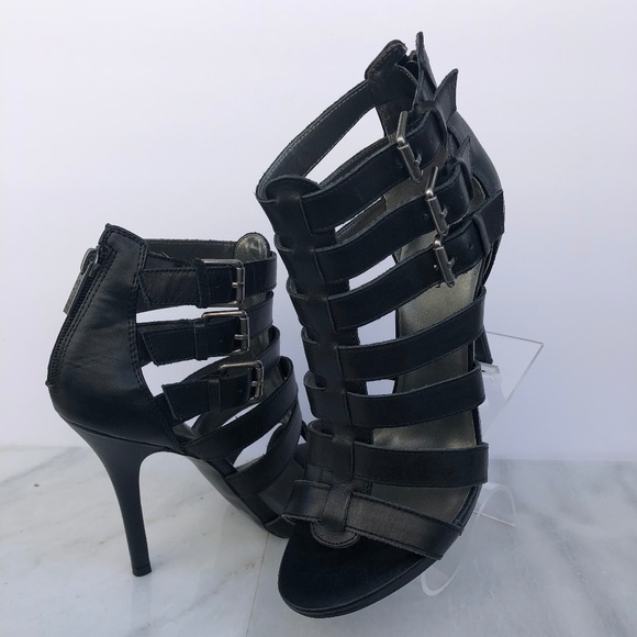 Guess Shoes - Guess Black Strappy Open Toe 4.5" High Heels